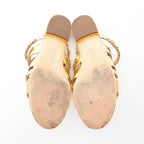 Chanel Sandals CC Logo Chain Gold Leather — view 4