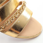 Chanel Sandals CC Logo Chain Gold Leather — view 9