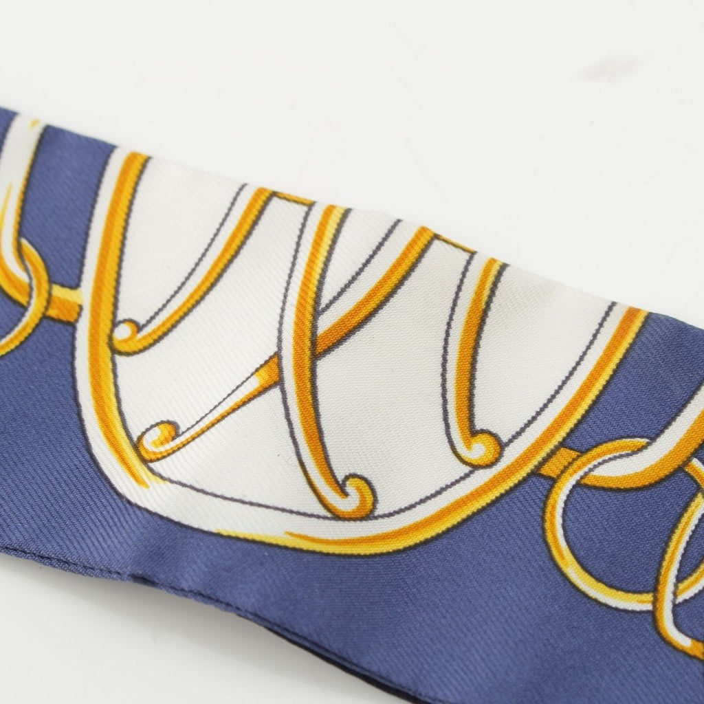 Hermes Twilly Lift Profile Silk Scarf Navy — view 5