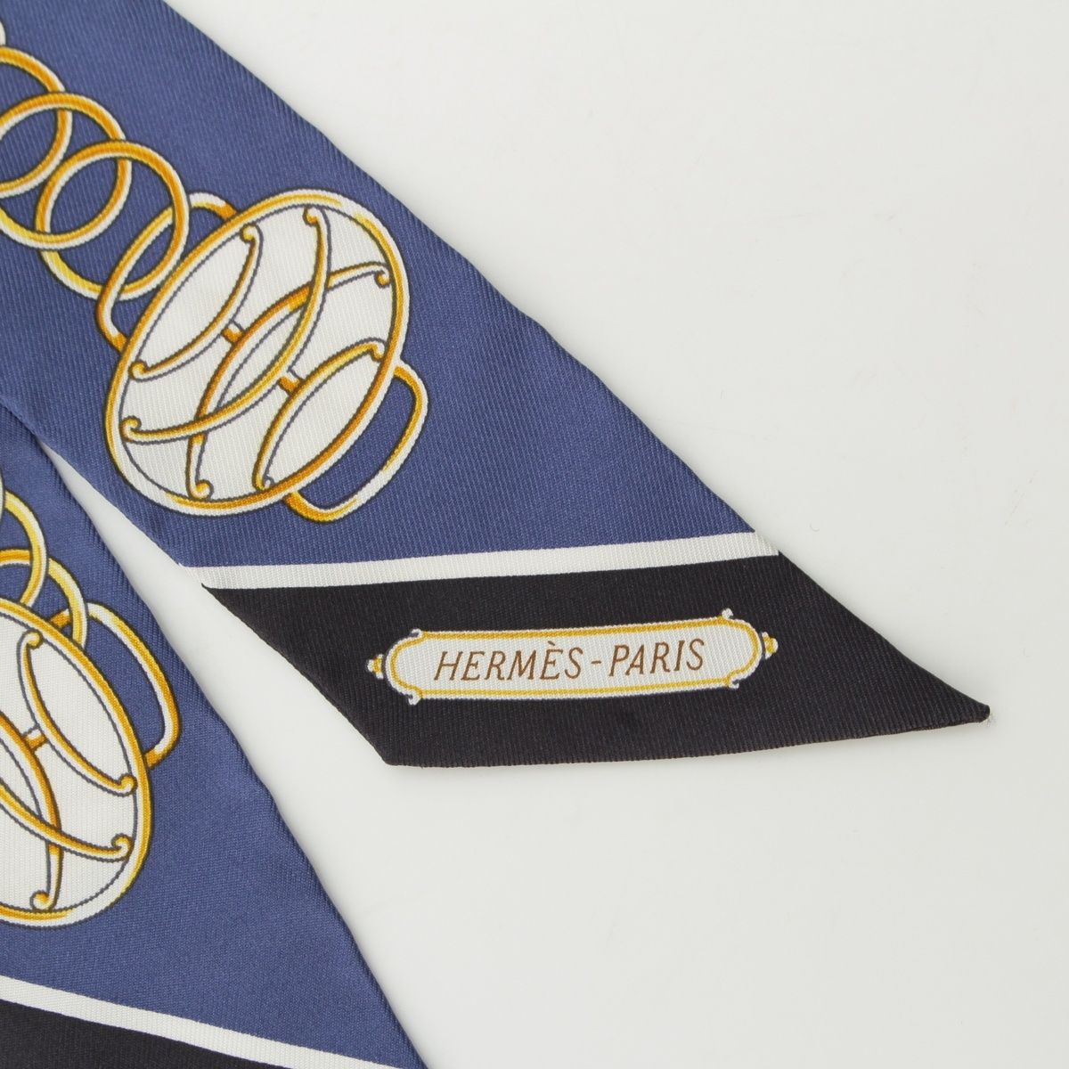 Hermes Twilly Lift Profile Silk Scarf Navy — view 6