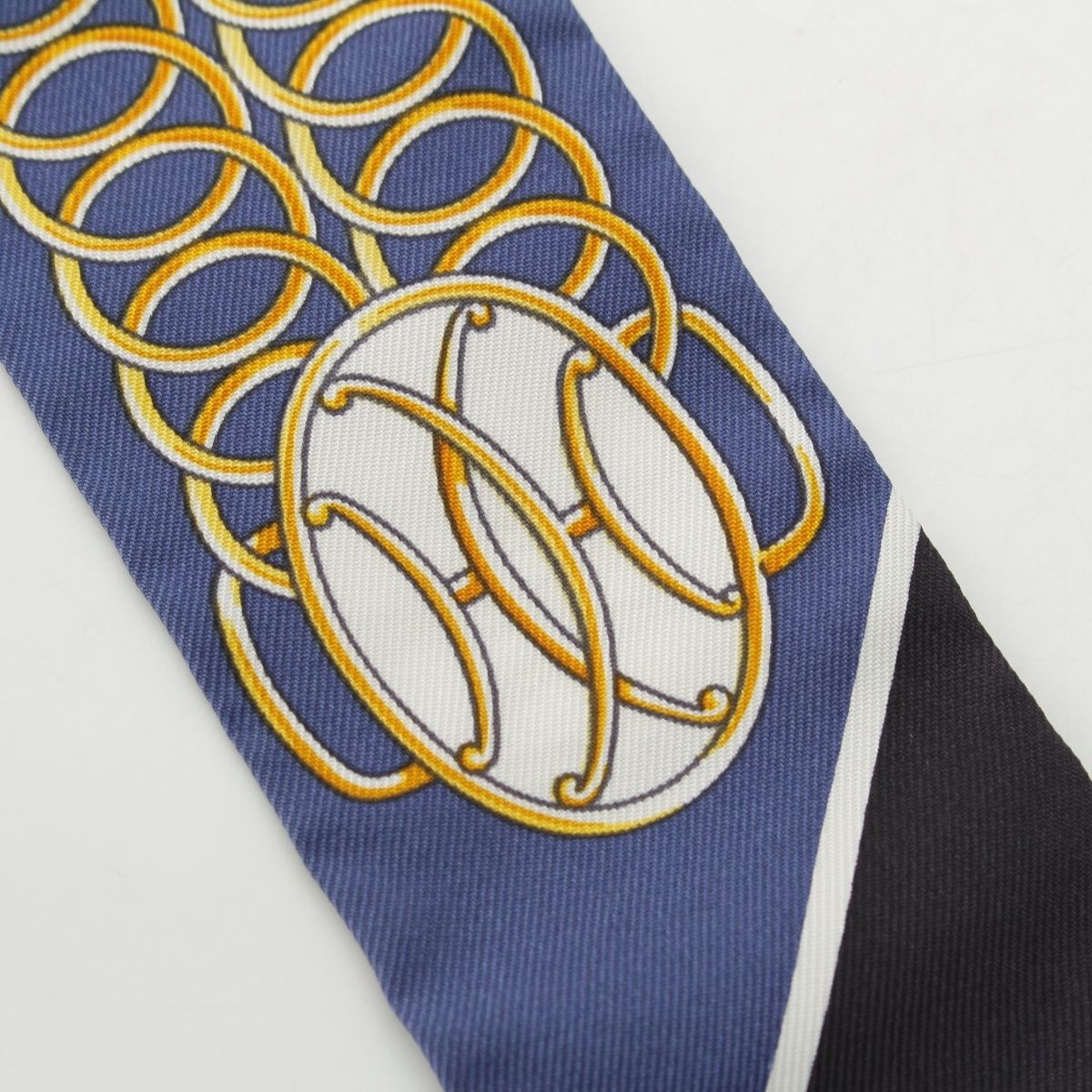 Hermes Twilly Lift Profile Silk Scarf Navy — view 8
