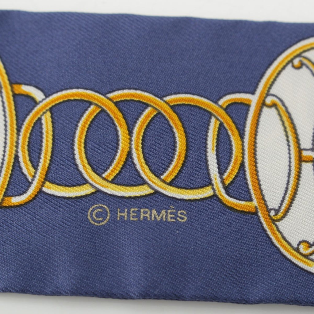 Hermes Twilly Lift Profile Silk Scarf Navy — view 3