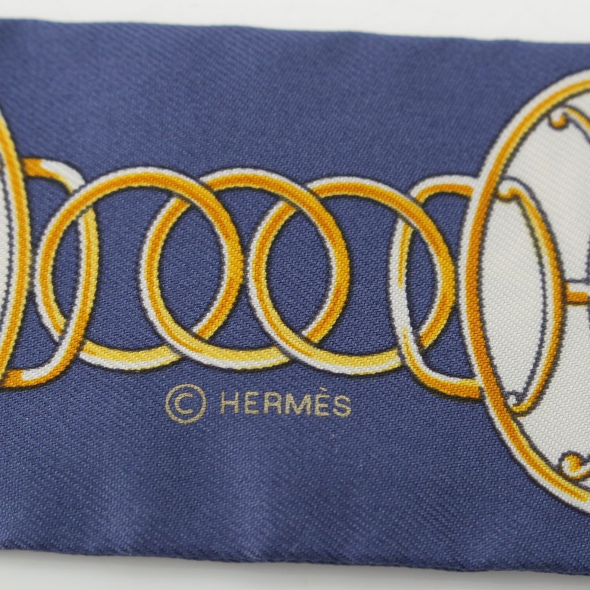 Hermes Twilly Lift Profile Silk Scarf Navy — view 3