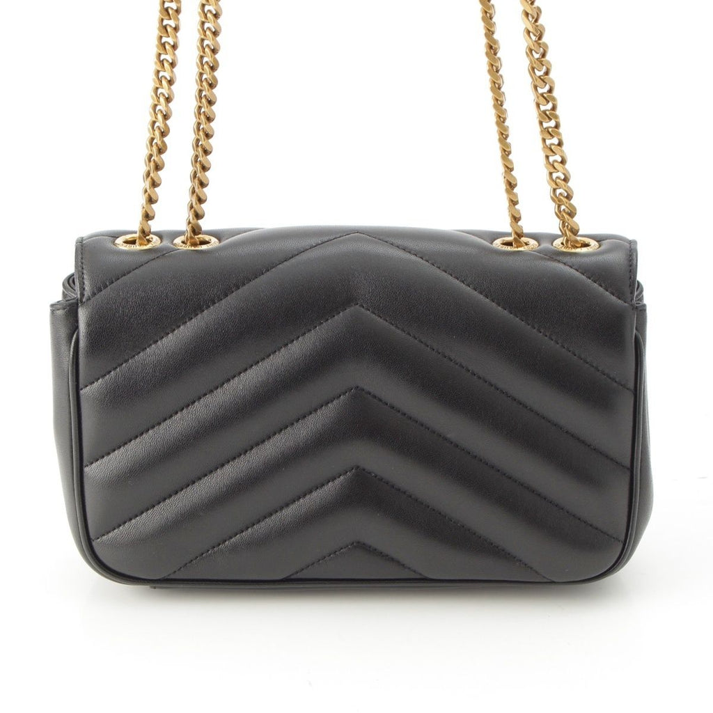 Saint Laurent Loulou Small Lambskin Chain Shoulder Bag Logo Black — view 5