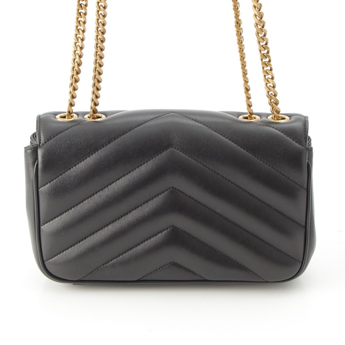 Saint Laurent Loulou Small Lambskin Chain Shoulder Bag Logo Black — view 5