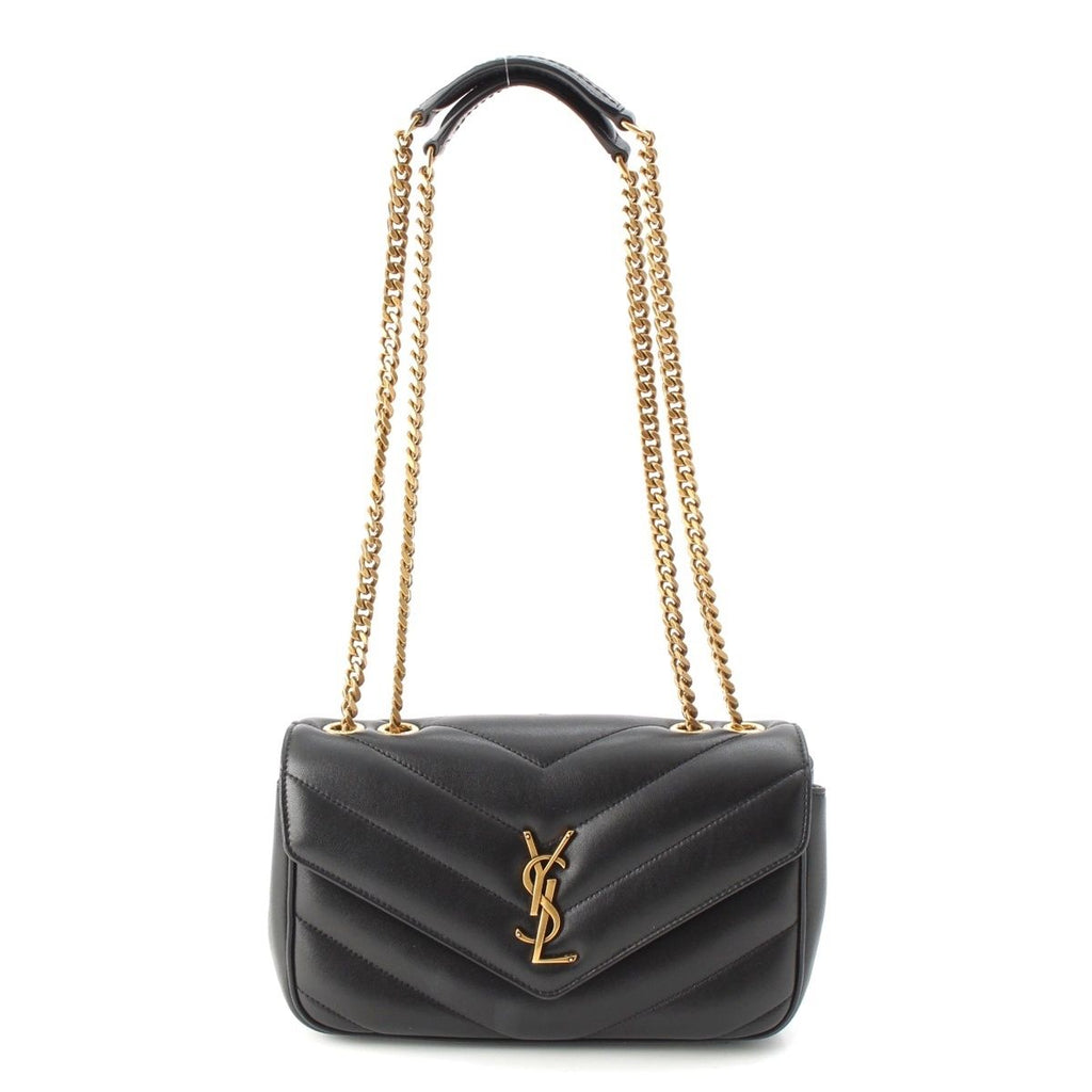 Saint Laurent Loulou Small Lambskin Chain Shoulder Bag Logo Black