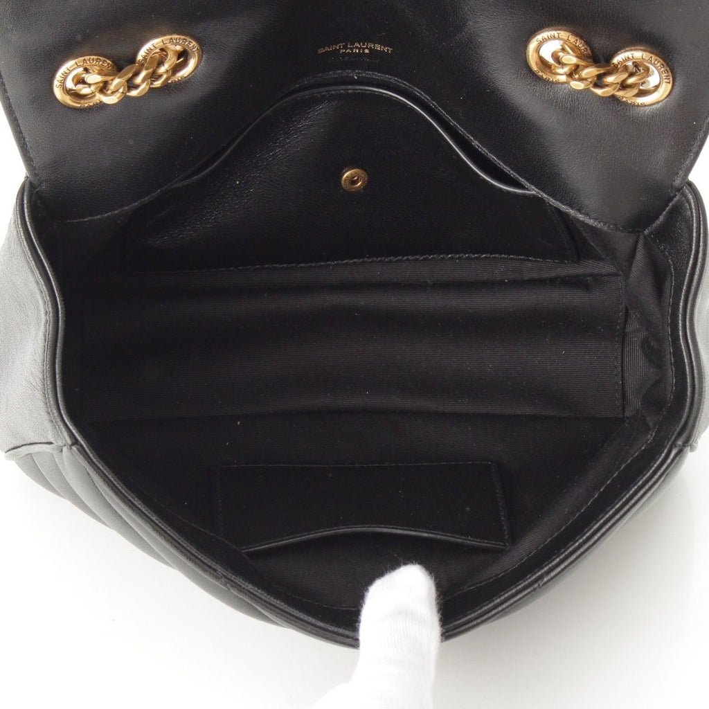 Saint Laurent Loulou Small Lambskin Chain Shoulder Bag Logo Black — view 7