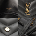 Saint Laurent Loulou Small Lambskin Chain Shoulder Bag Logo Black — view 8