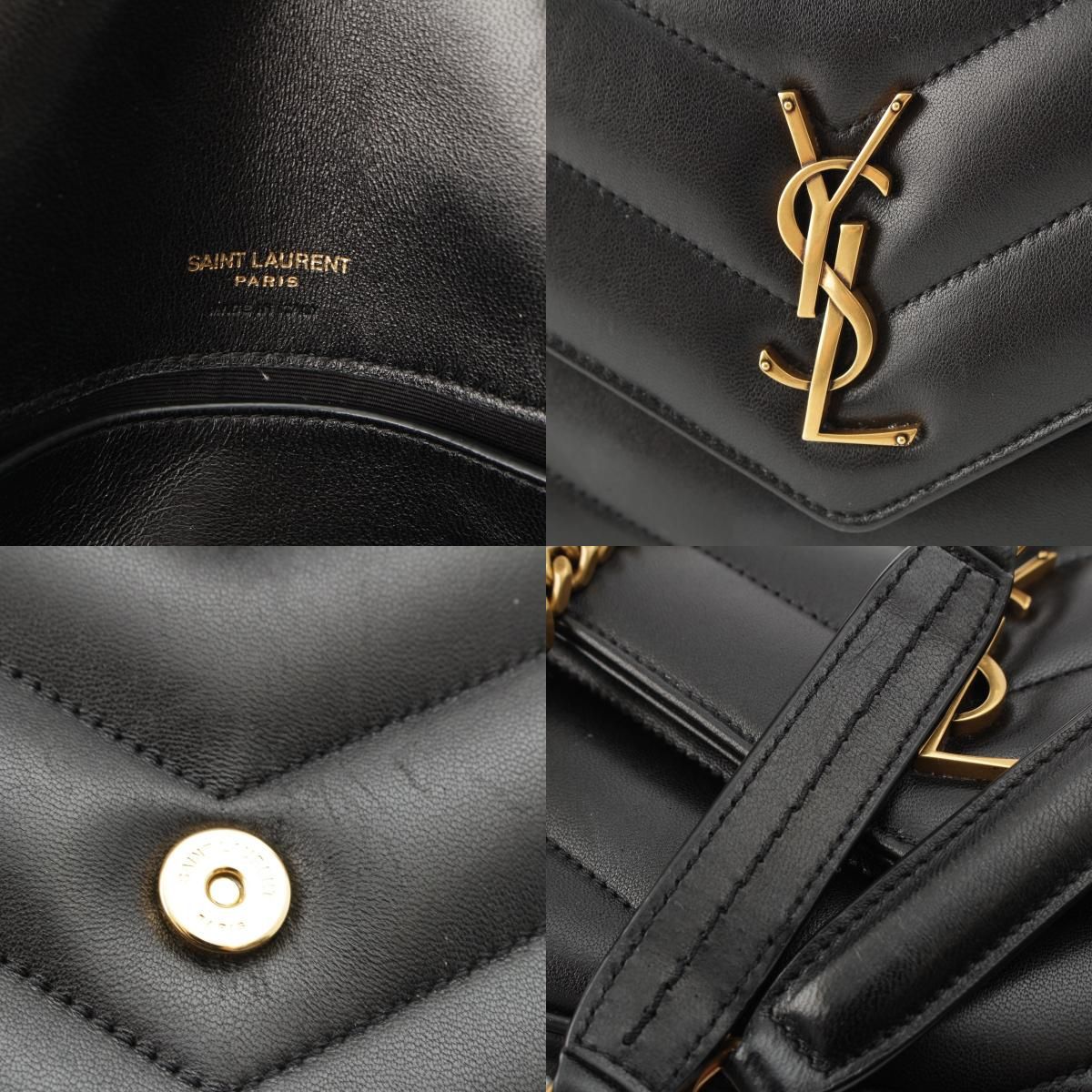 Saint Laurent Loulou Small Lambskin Chain Shoulder Bag Logo Black — view 8