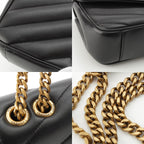 Saint Laurent Loulou Small Lambskin Chain Shoulder Bag Logo Black — view 9