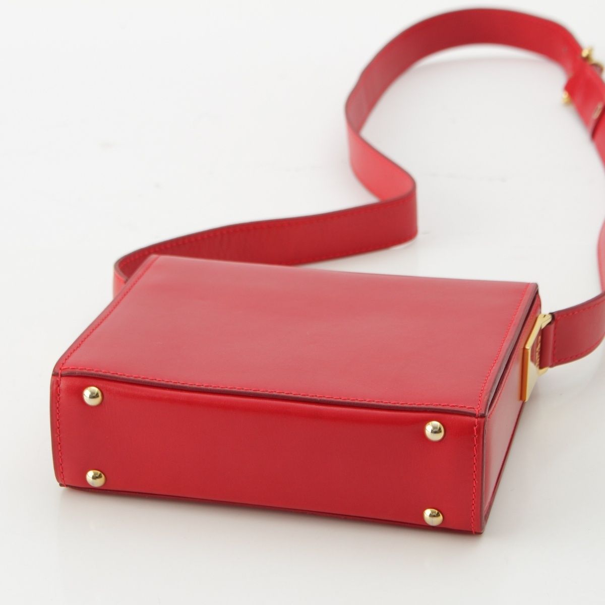 Celine Vintage Leather Shoulder Bag Red Gold — view 5