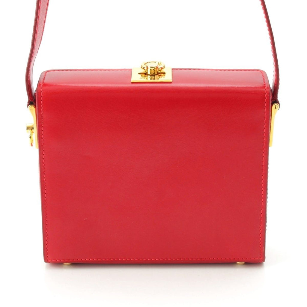 Celine Vintage Leather Shoulder Bag Red Gold