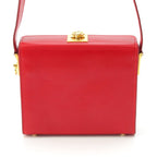 Celine Vintage Leather Shoulder Bag Red Gold