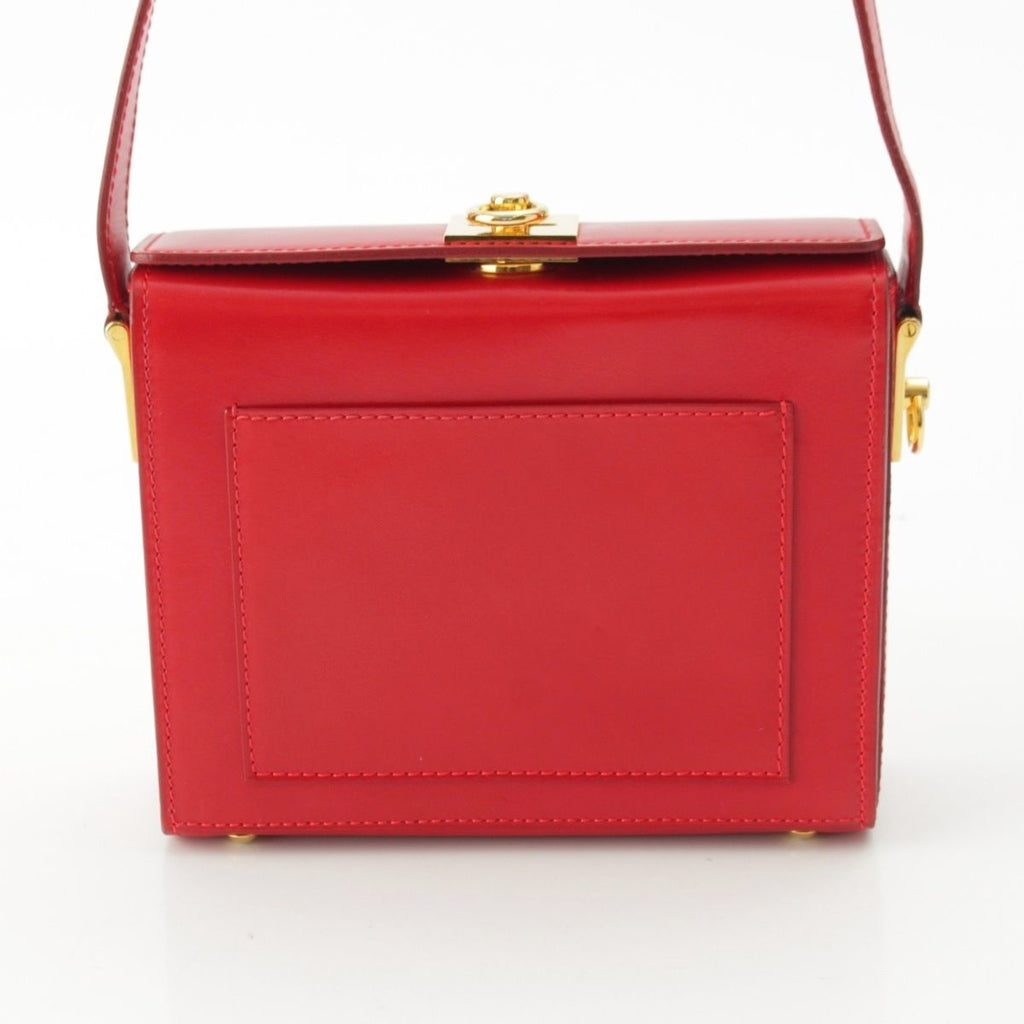 Celine Vintage Leather Shoulder Bag Red Gold — view 4
