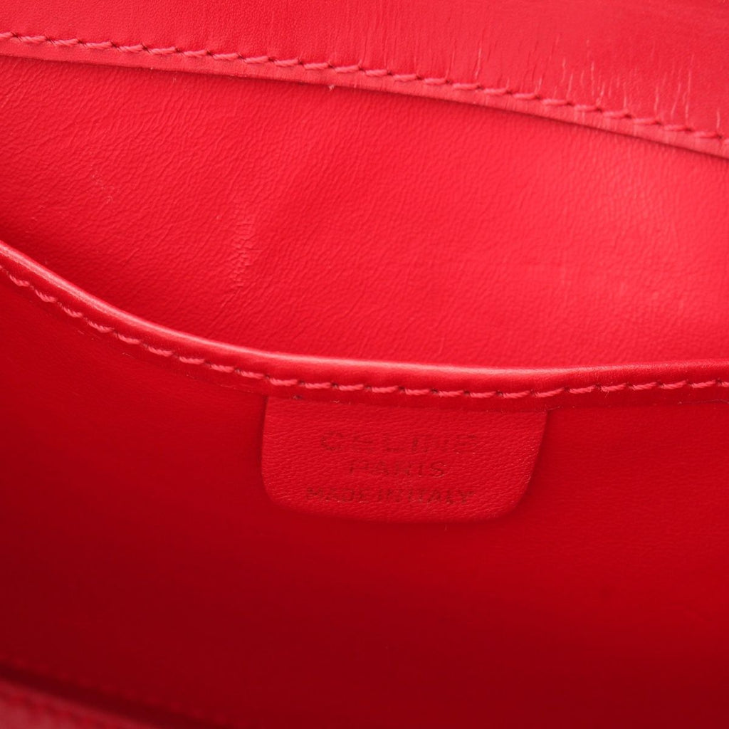 Celine Vintage Leather Shoulder Bag Red Gold — view 7