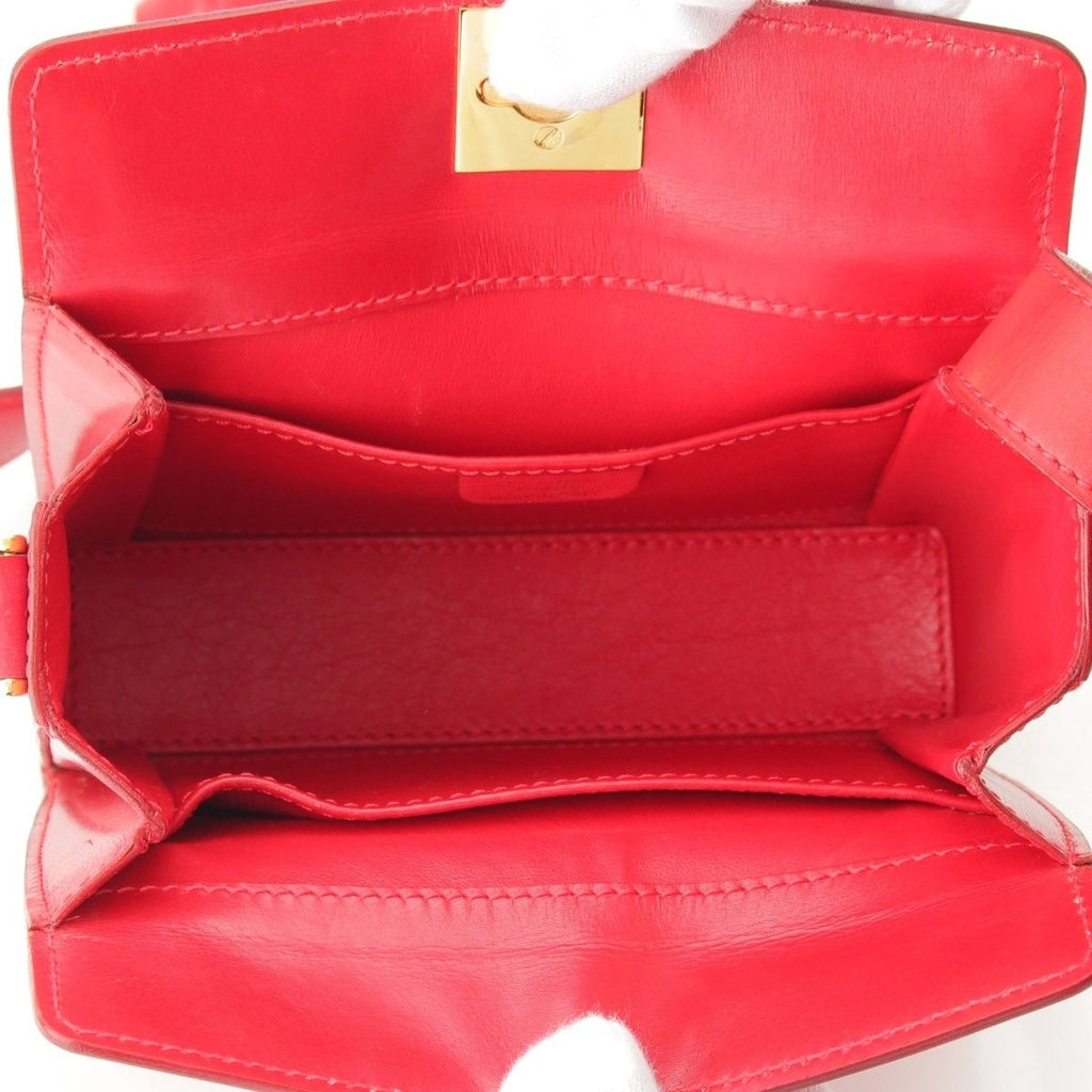 Celine Vintage Leather Shoulder Bag Red Gold — view 6