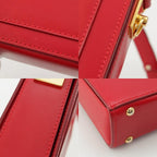 Celine Vintage Leather Shoulder Bag Red Gold — view 9