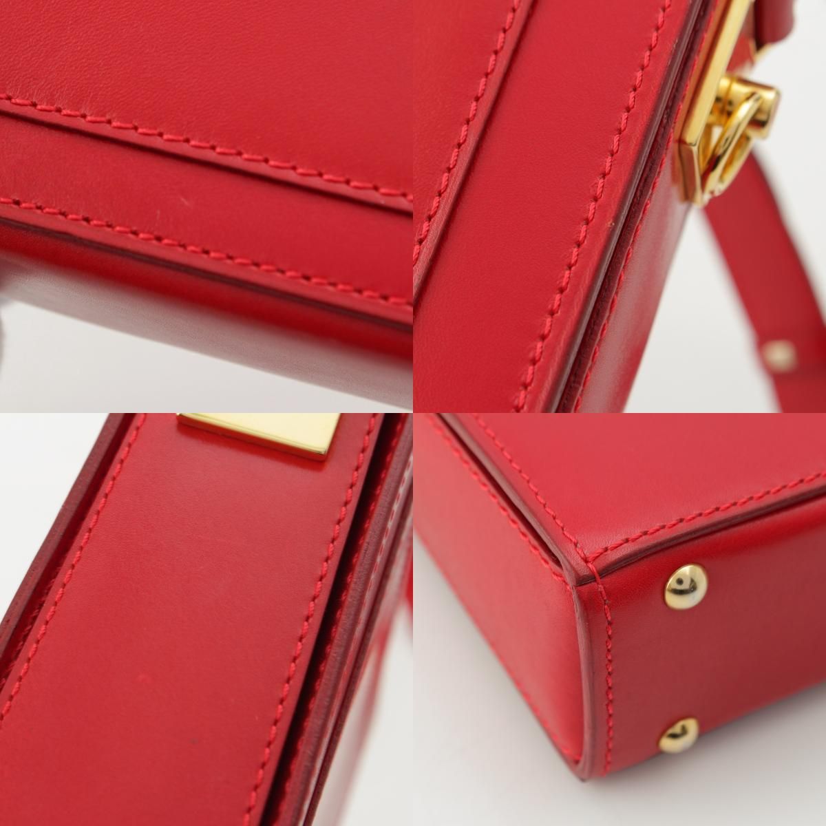 Celine Vintage Leather Shoulder Bag Red Gold — view 9