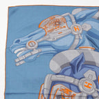 Hermes Carre Silk Horse Reality Scarf Blue — view 2
