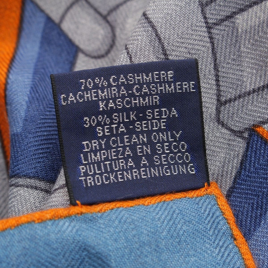 Hermes Carre Silk Horse Reality Scarf Blue — view 9