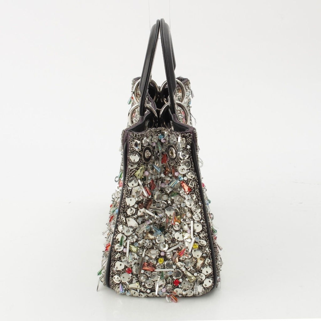 Dior Diorissimo Visual Leather 2-Way Shoulder Handbag Silver — view 4