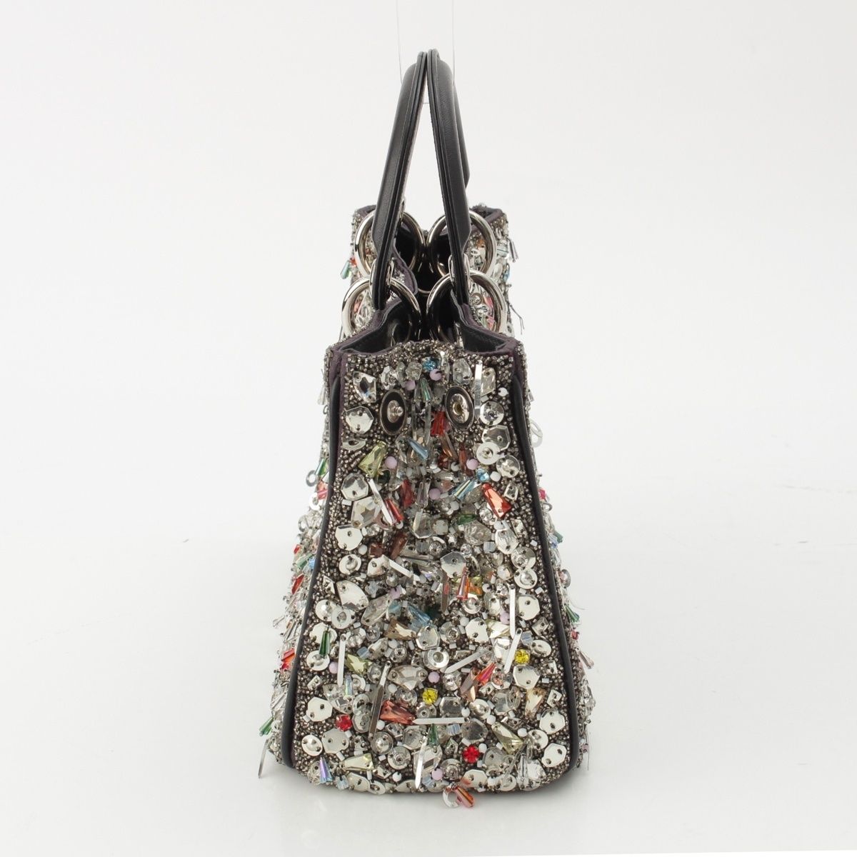 Dior Diorissimo Visual Leather 2-Way Shoulder Handbag Silver — view 4