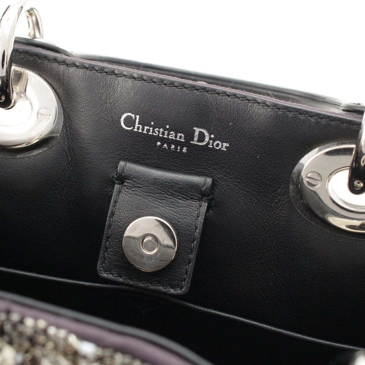 Dior Diorissimo Visual Leather 2-Way Shoulder Handbag Silver — view 7