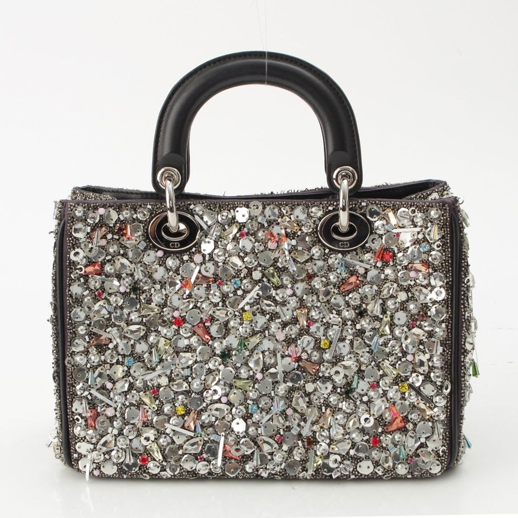 Dior Diorissimo Visual Leather 2-Way Shoulder Handbag Silver — view 3
