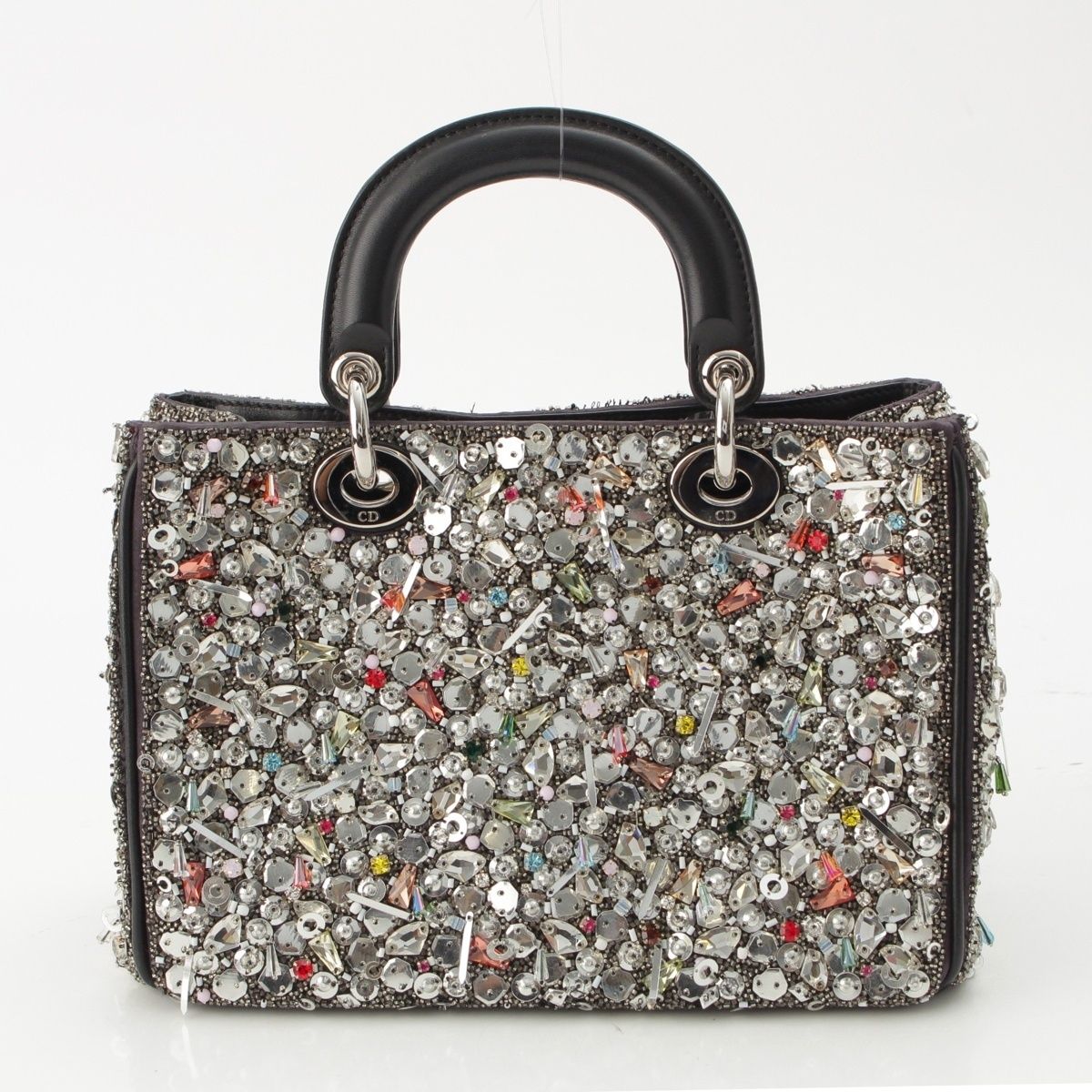 Dior Diorissimo Visual Leather 2-Way Shoulder Handbag Silver — view 3