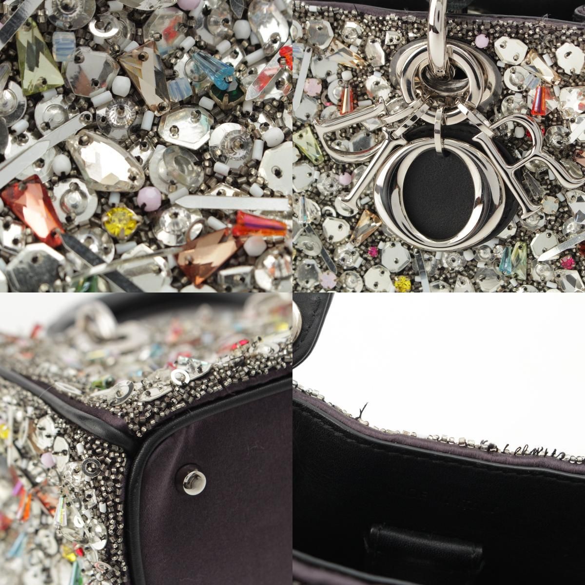Dior Diorissimo Visual Leather 2-Way Shoulder Handbag Silver — view 9