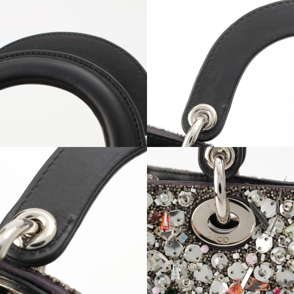 Dior Diorissimo Visual Leather 2-Way Shoulder Handbag Silver — view 8
