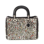 Dior Diorissimo Visual Leather 2-Way Shoulder Handbag Silver