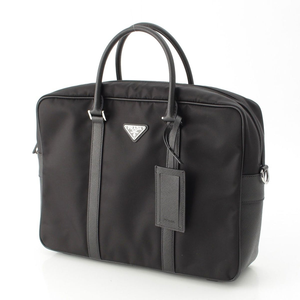 Prada Tessuto Nylon 2-Way Hand Shoulder Business Bag Triangle Logo Bag Black — view 2