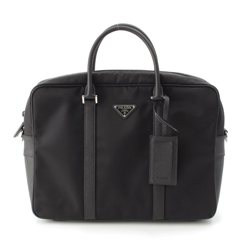 Prada Tessuto Nylon 2-Way Hand Shoulder Business Bag Triangle Logo Bag Black