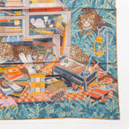 Hermes Carre 90 Silk Double Face les Douze Leopards 12 Scarf Orange Blue — view 5