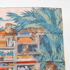 Hermes Carre 90 Silk Double Face les Douze Leopards 12 Scarf Orange Blue — view 2