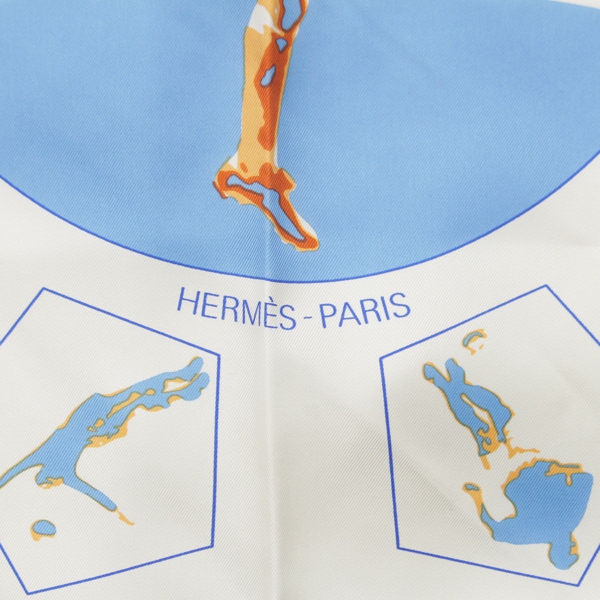 Hermes Carre 90 Vive les Champions! Viva Champion Silk Scarf White Blue — view 7
