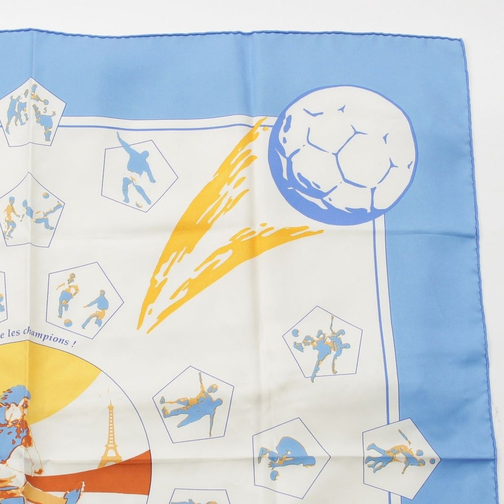 Hermes Carre 90 Vive les Champions! Viva Champion Silk Scarf White Blue — view 3