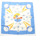 Hermes Carre 90 Vive les Champions! Viva Champion Silk Scarf White Blue
