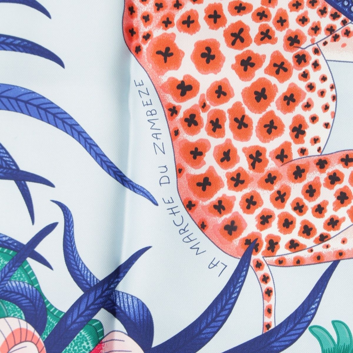 Hermes Carre 90 la Marche du Zambeze on the Zambezi Silk Scarf Blue — view 8
