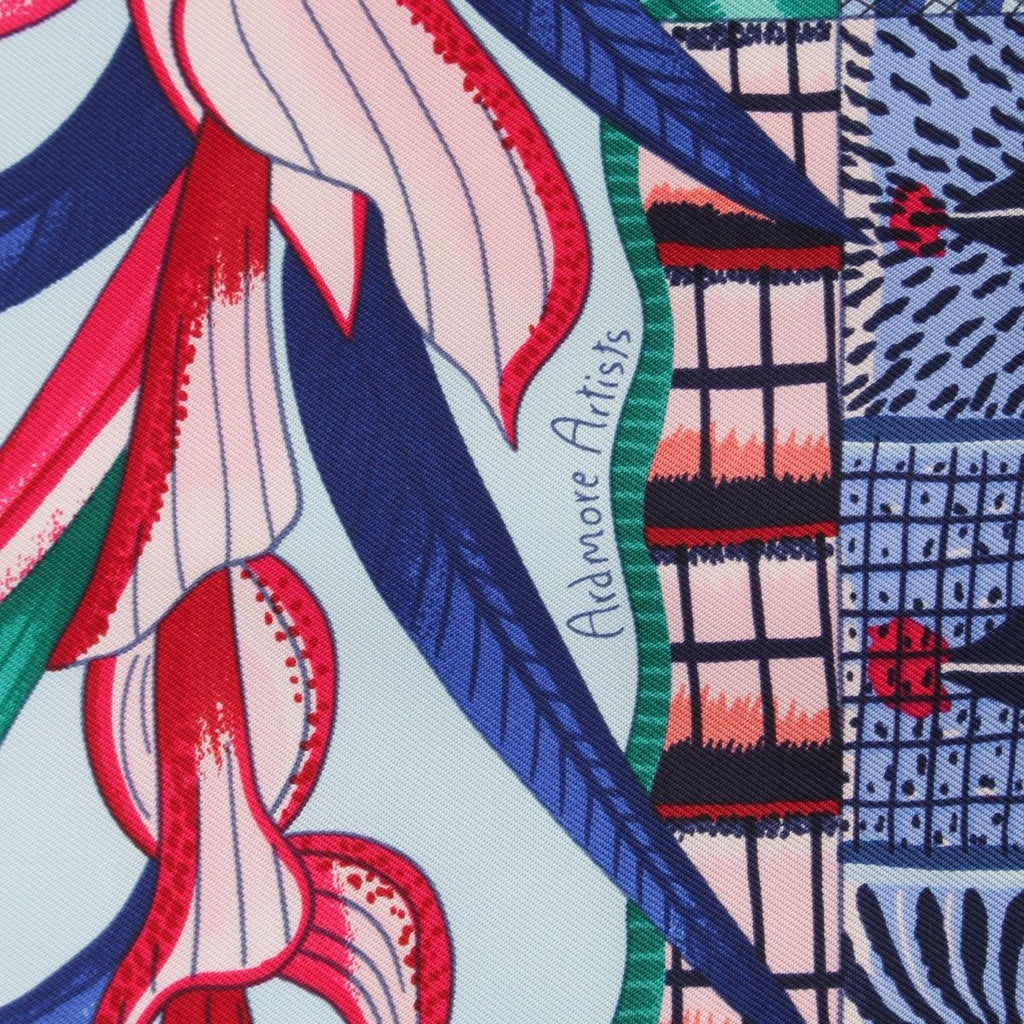 Hermes Carre 90 la Marche du Zambeze on the Zambezi Silk Scarf Blue — view 7