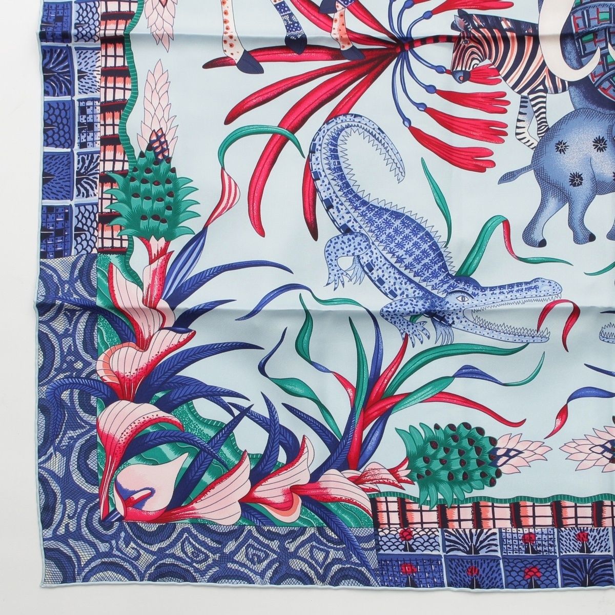 Hermes Carre 90 la Marche du Zambeze on the Zambezi Silk Scarf Blue — view 4