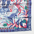 Hermes Carre 90 la Marche du Zambeze on the Zambezi Silk Scarf Blue — view 5