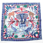 Hermes Carre 90 la Marche du Zambeze on the Zambezi Silk Scarf Blue