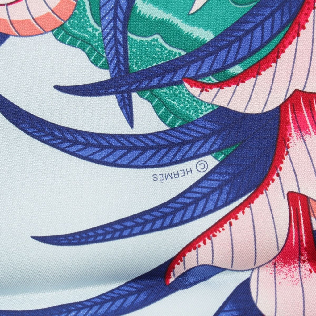 Hermes Carre 90 la Marche du Zambeze on the Zambezi Silk Scarf Blue — view 9