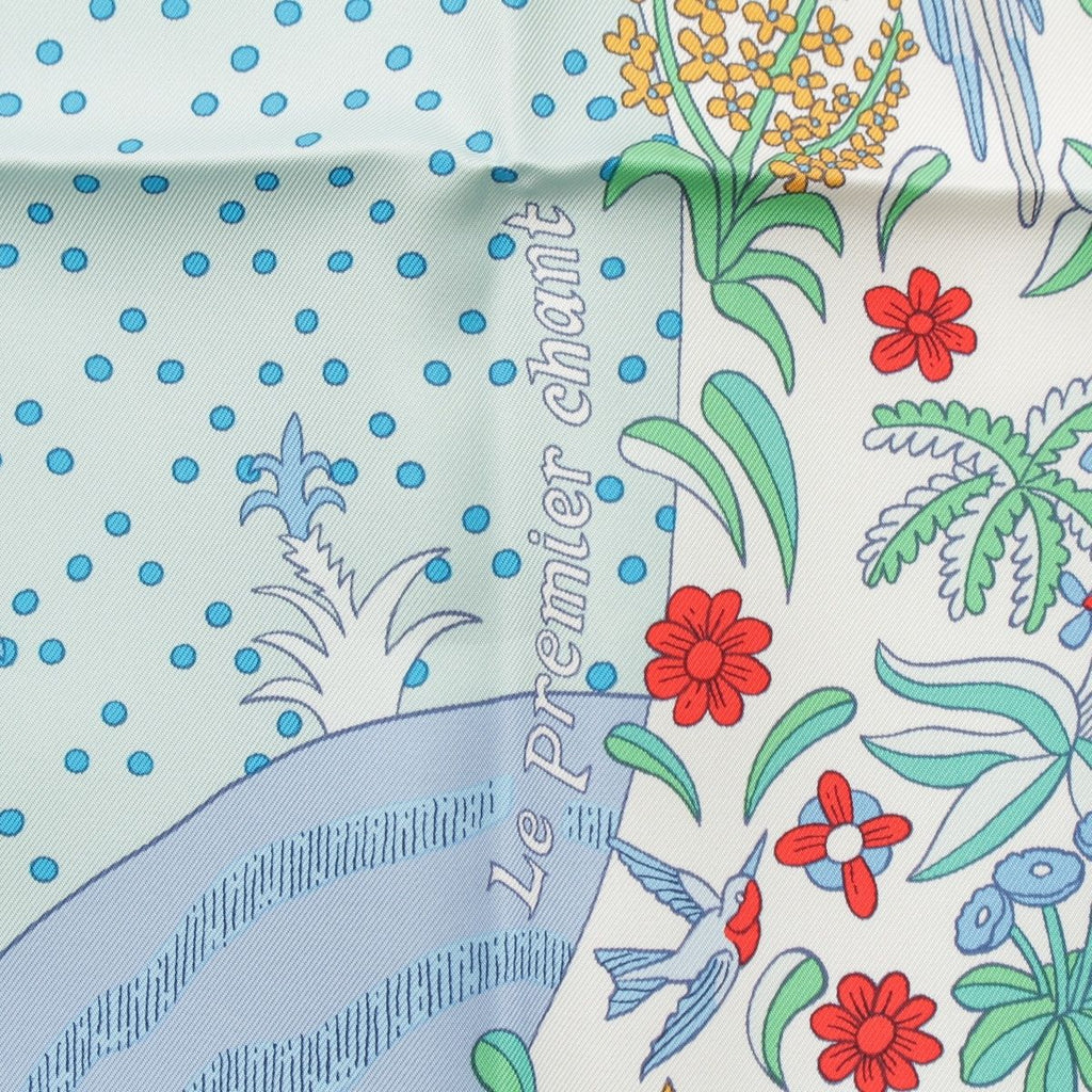 Hermes Carre 90 Silk le Premier Chant Song of Beginnings Scarf Blue Multicolor — view 7