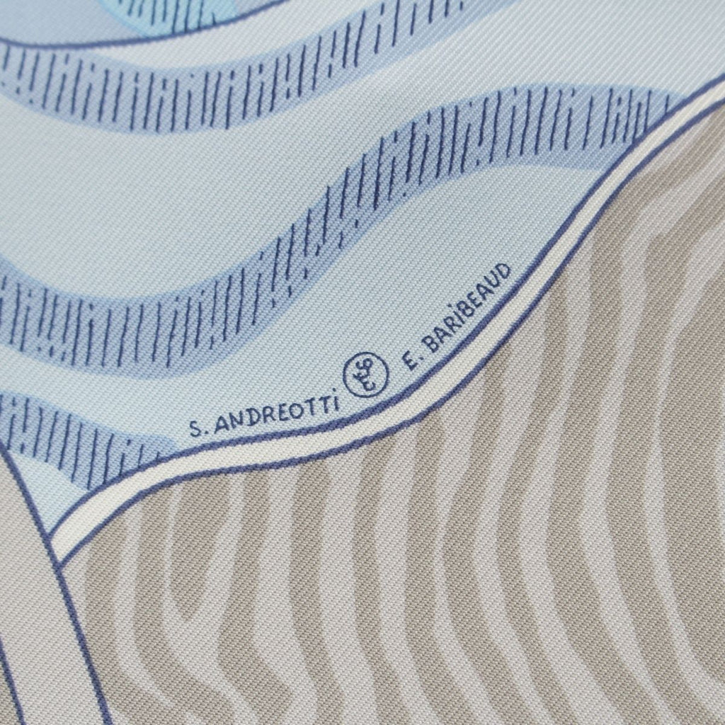 Hermes Carre 90 Silk le Premier Chant Song of Beginnings Scarf Blue Multicolor — view 9