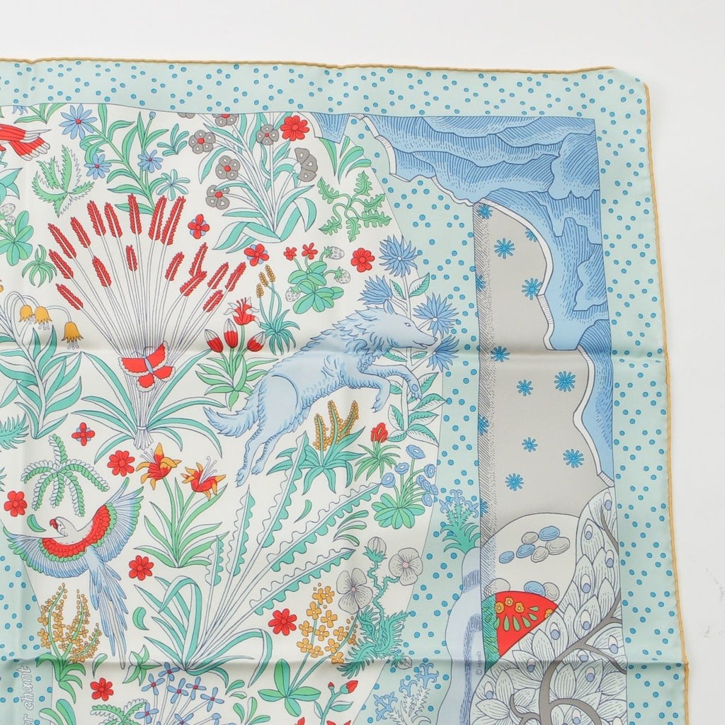 Hermes Carre 90 Silk le Premier Chant Song of Beginnings Scarf Blue Multicolor — view 3