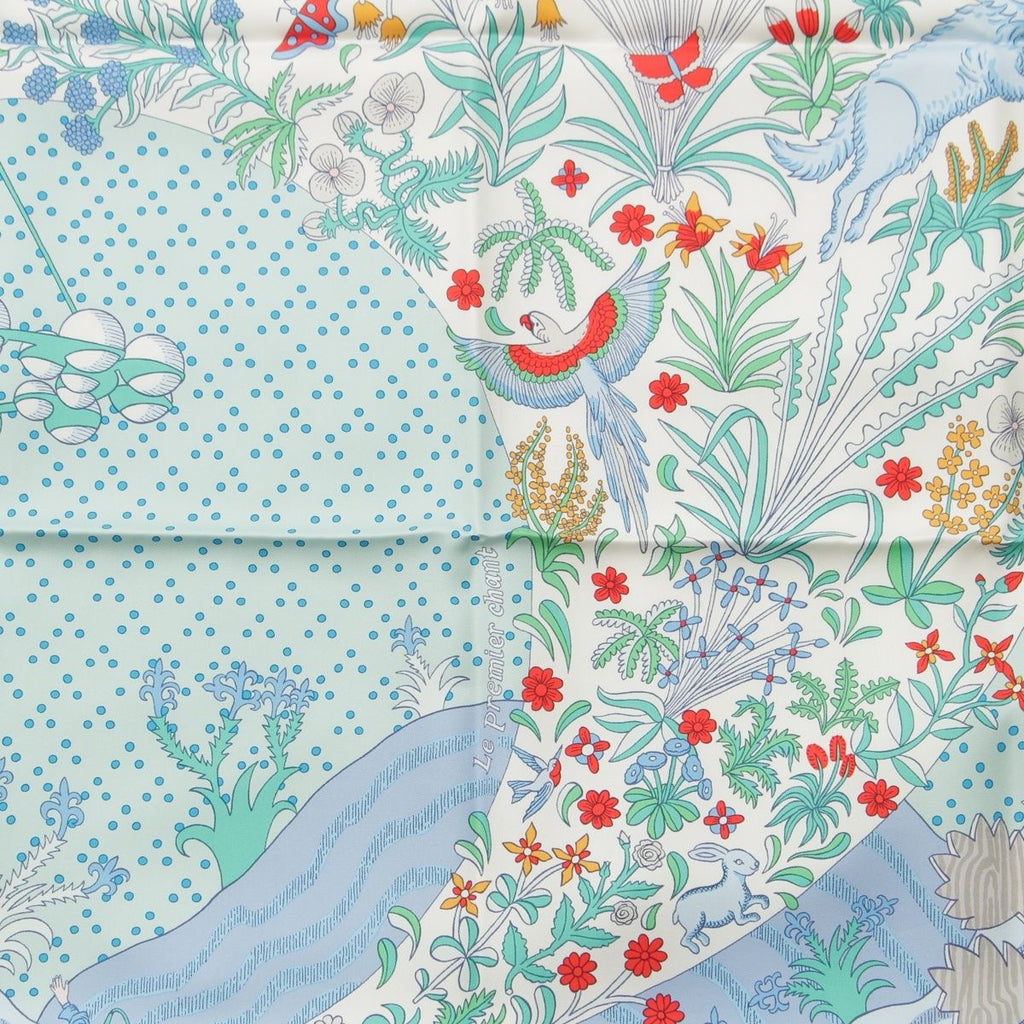 Hermes Carre 90 Silk le Premier Chant Song of Beginnings Scarf Blue Multicolor — view 6