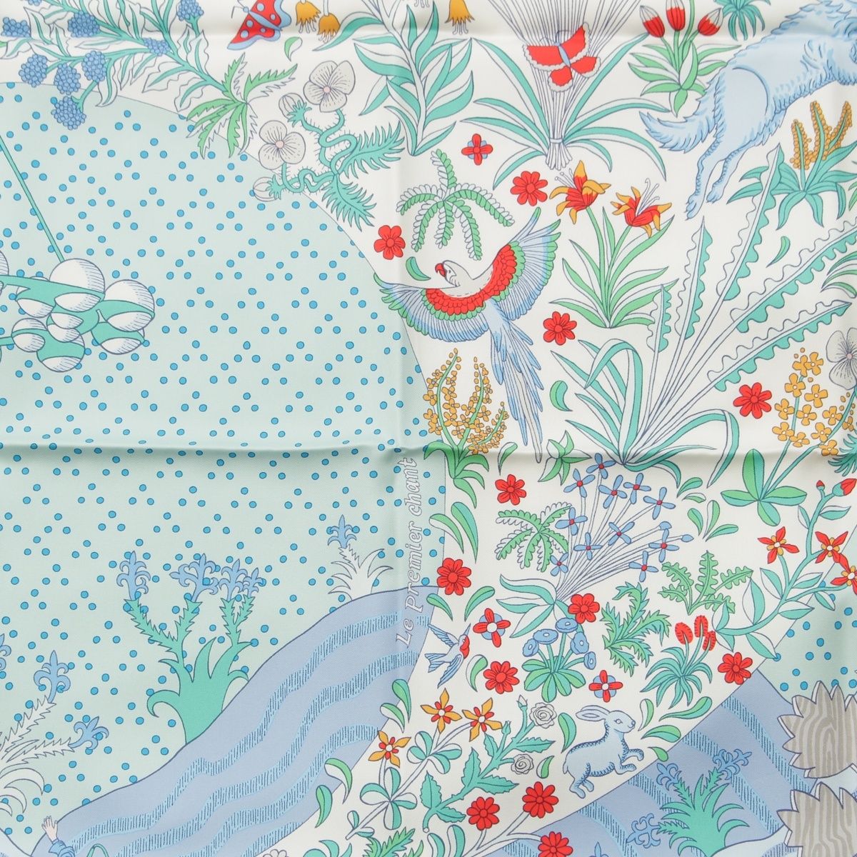 Hermes Carre 90 Silk le Premier Chant Song of Beginnings Scarf Blue Multicolor — view 6